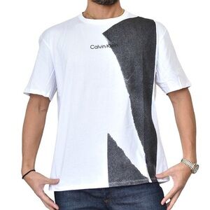 Calvin Klein Classic Black & White T-Shirt with Abstract Design Small